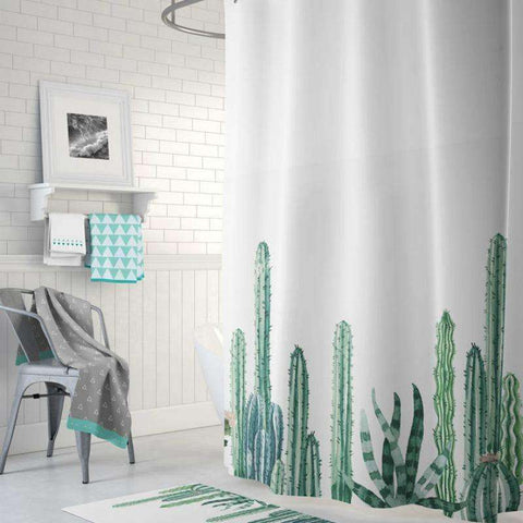 Image of Cactus Decor Cactus Print Shower Curtains