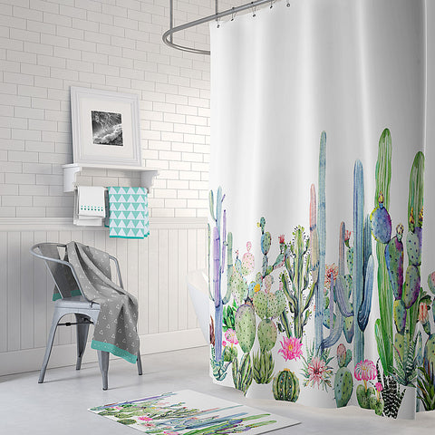 Image of cactus print shower curtain cactus bathroom decor