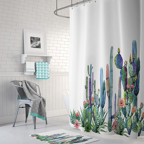 Image of cactus print shower curtain cactus bathroom decor