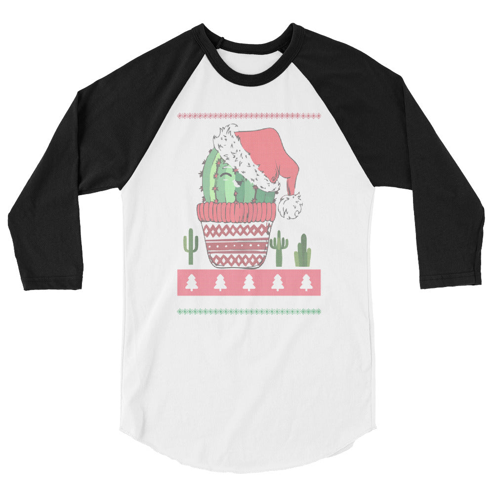 Cactus Print Raglan Sleeve Christmas Shirt