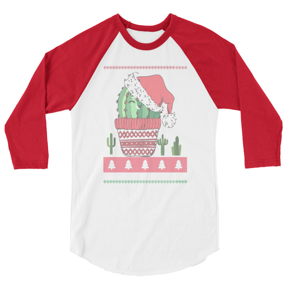 Cactus Print Raglan Sleeve Christmas Shirt