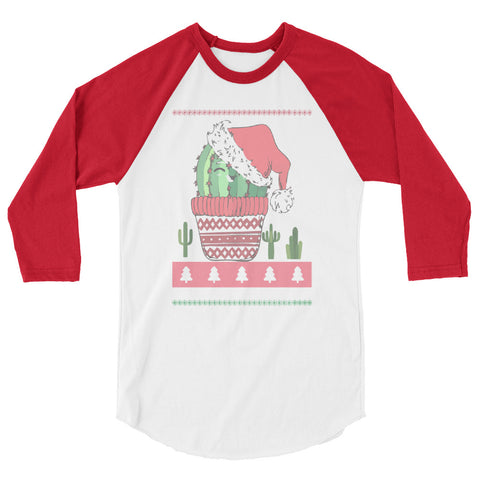 Image of Cactus Print Raglan Sleeve Christmas Shirt