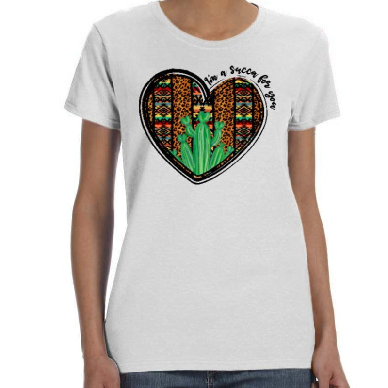 Colorful Short Sleeve Cactus Print T Shirt