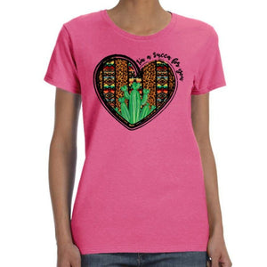 Colorful Short Sleeve Cactus Print T Shirt