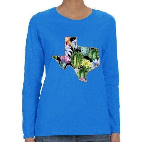 Image of Cactus Print Texas Long Sleeve T Shirt