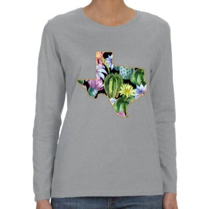 Cactus Print Texas Long Sleeve T Shirt