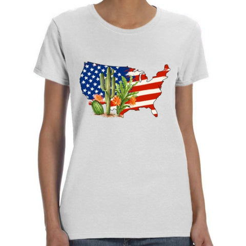 Image of USA Cactus Print T Shirt