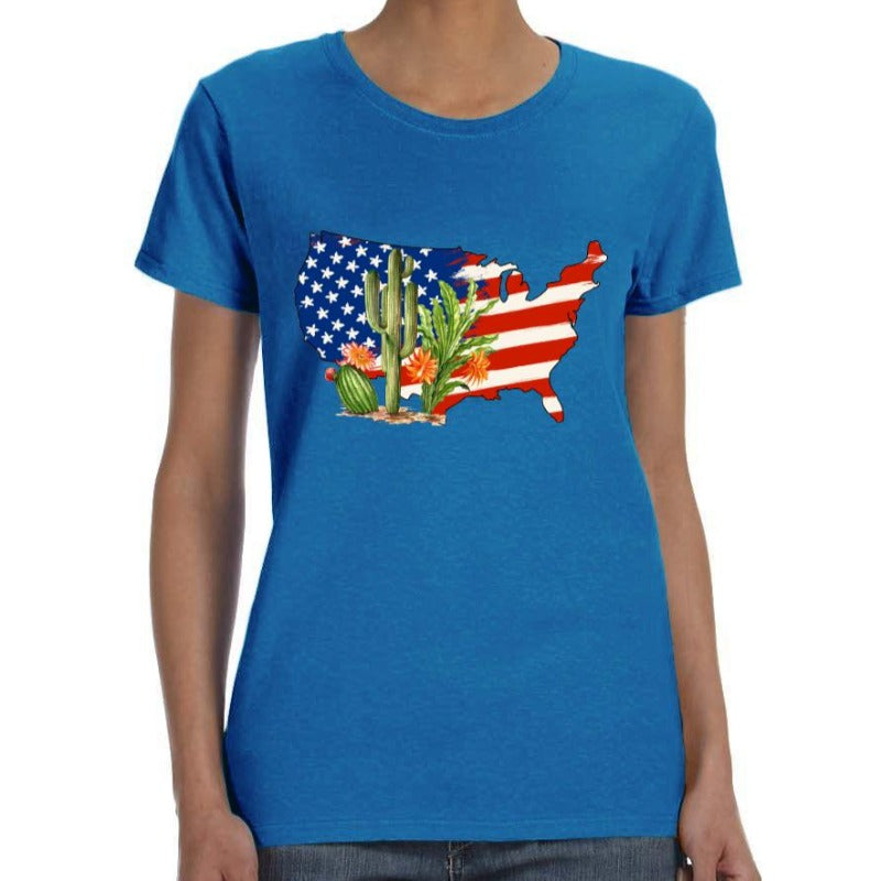 USA Cactus Print T Shirt