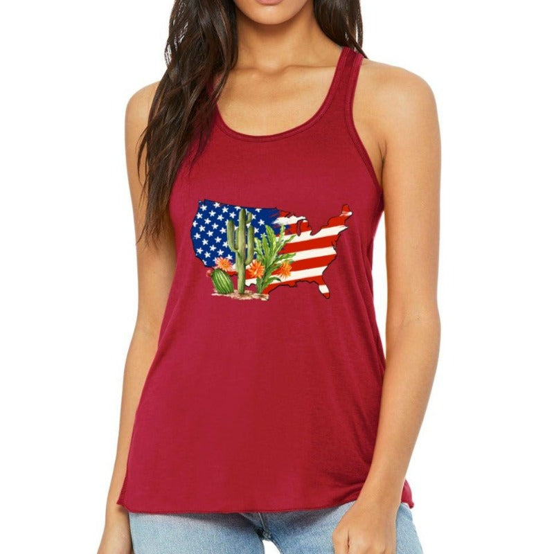 USA Cactus Print Tank Top
