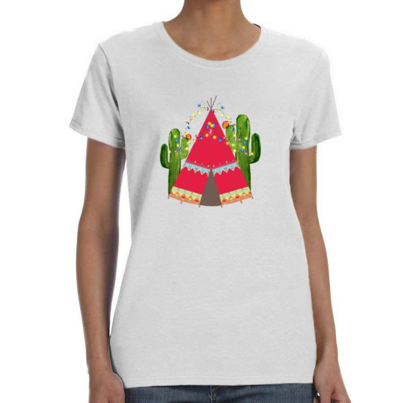 Christmas Cactus Print T Shirt