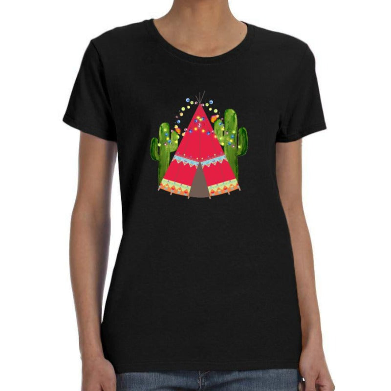 Christmas Cactus Print T Shirt