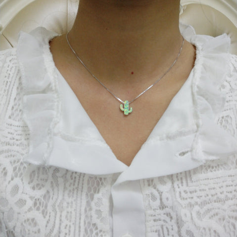 Image of Handmade Opal Cactus Necklace