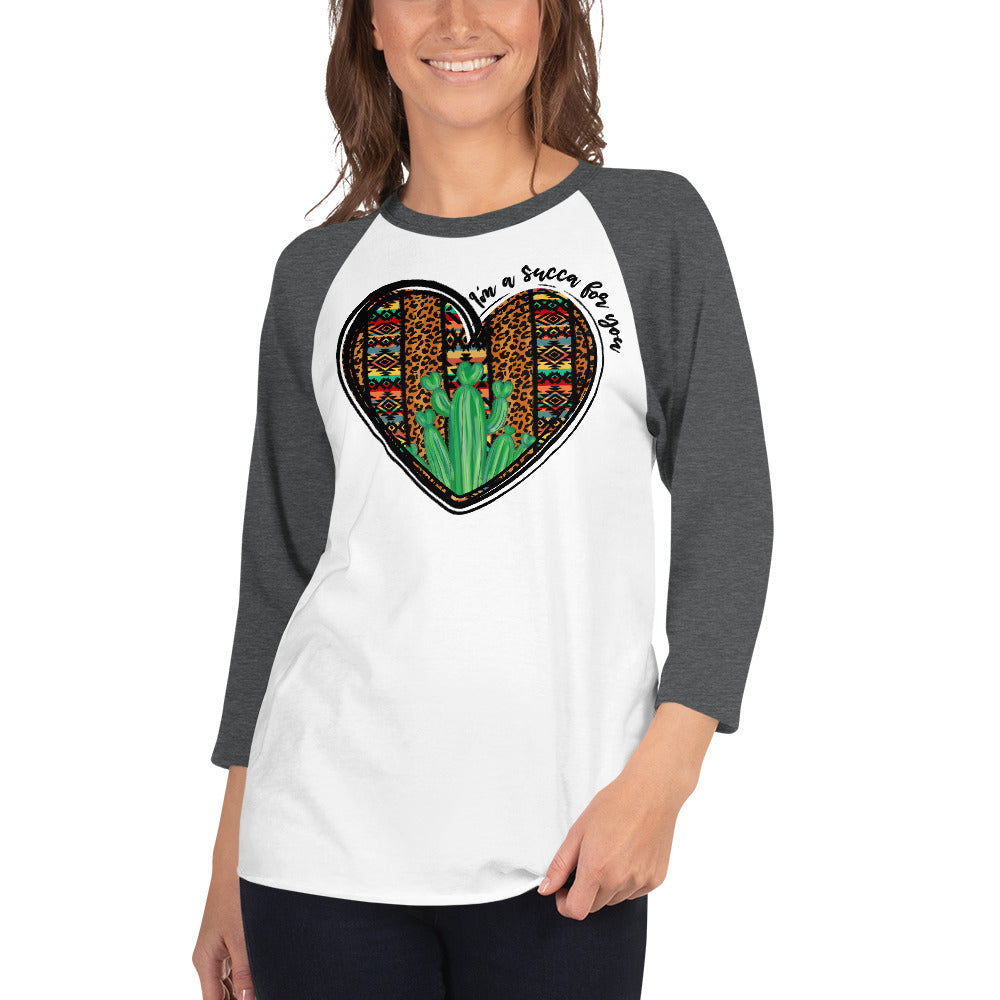 Raglan Sleeve Heart Cactus Shirt
