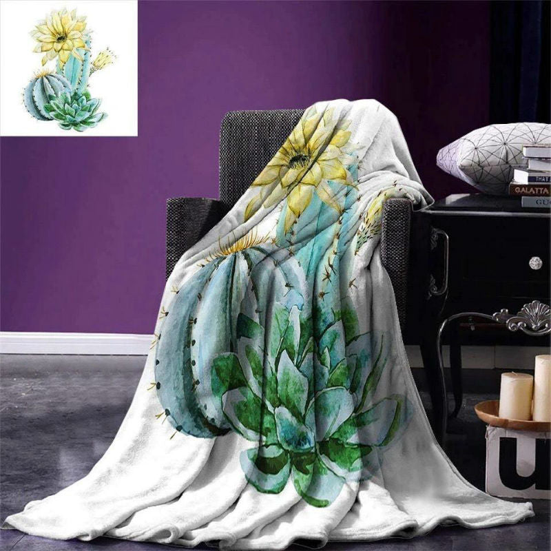 Soft Warm Colorful Cactus Print Blankets