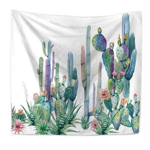 Light Colorful Cactus Print Tapestry