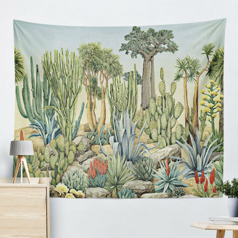 cactus tapestry succulent wall hanging cactus wall decor