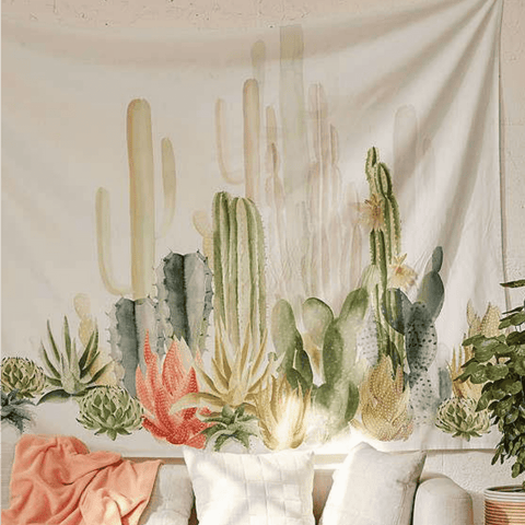 Image of Cactus Decor cactus tapestry succulent wall hanging