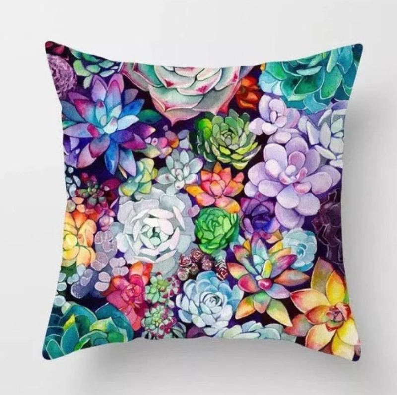 Colorful Succulent Pillow Cover