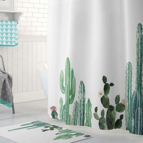Image of Cactus Decor Cactus Print Shower Curtains