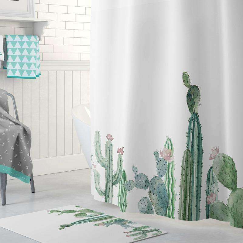 Cactus Decor Cactus Print Shower Curtains