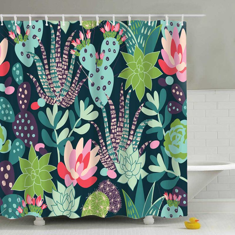 Colorful Succulents Print Shower Curtain