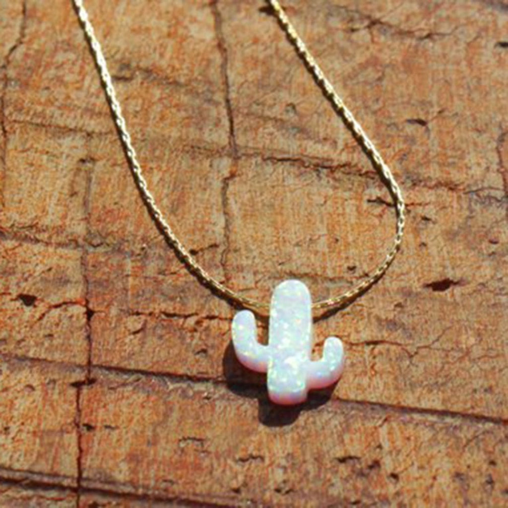 Handmade Opal Cactus Necklace