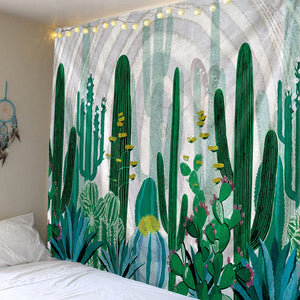 Mandala Style Soothing Cactus Print Tapestry