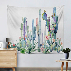 Watercolor Cactus Tapestry cactus wall decor