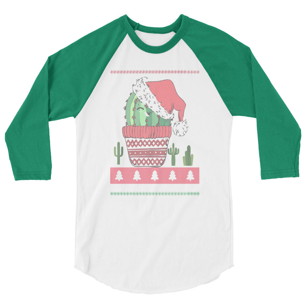 Cactus Print Raglan Sleeve Christmas Shirt