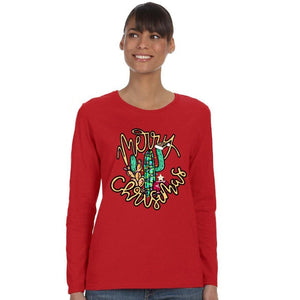 Merry Christmas Cactus Print Shirt