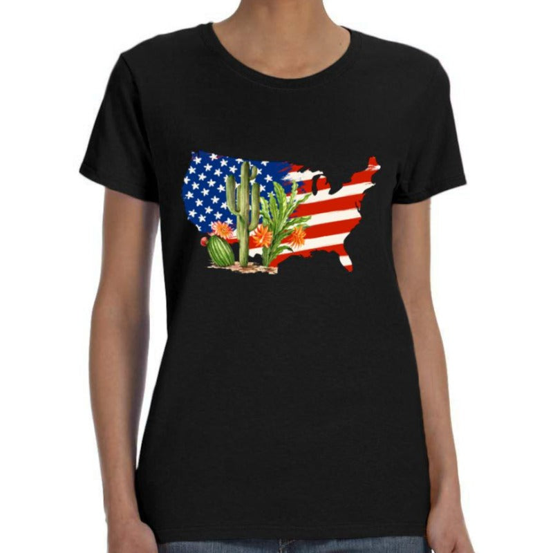 USA Cactus Print T Shirt