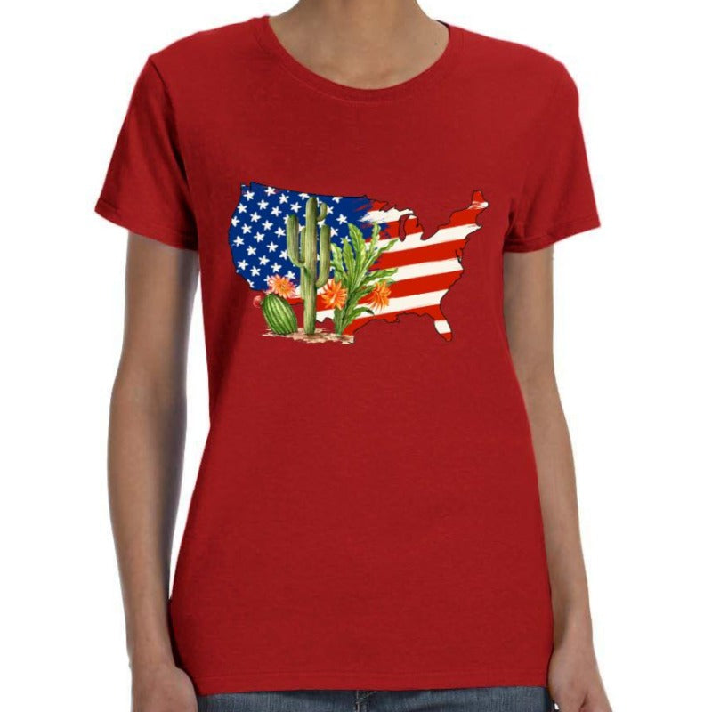 USA Cactus Print T Shirt
