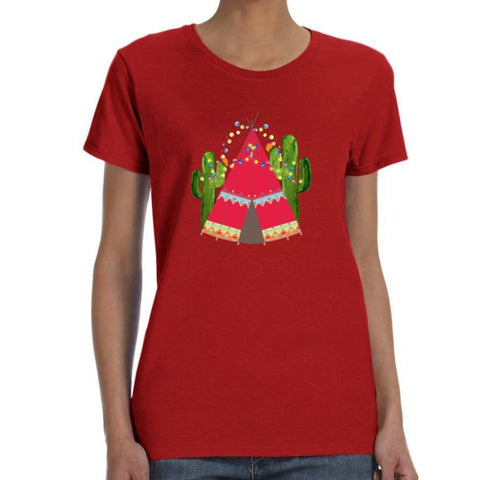 Image of Christmas Cactus Print T Shirt