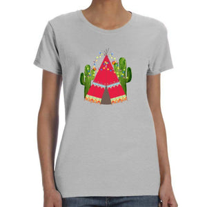 Christmas Cactus Print T Shirts