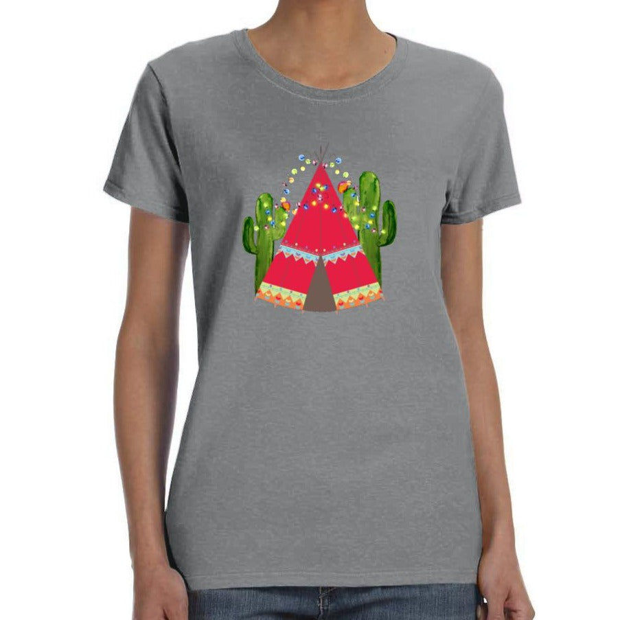 Christmas Cactus Print T Shirt