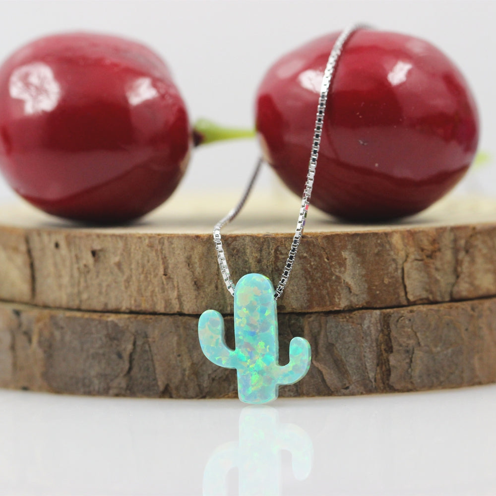 Handmade Opal Cactus Necklace