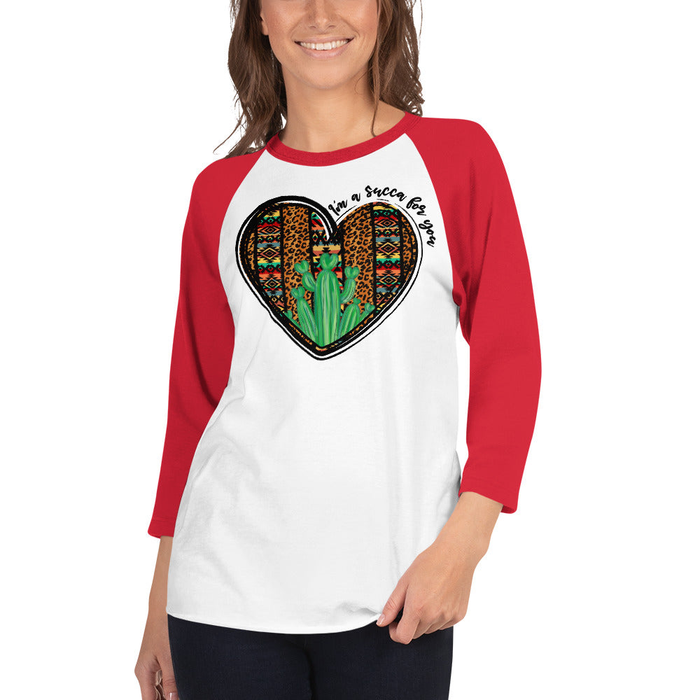 Raglan Sleeve Heart Cactus Shirt